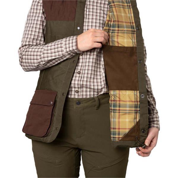 2026 Harkila Womens Retrieve Waistcoat 1201141 - Dark Warm Olive / Burgundy